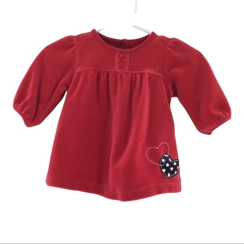 Carter’s Girls Red Velour Top with‎ Black and White Heart Pants Set - Picture 2 of 9